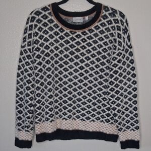 Cyrus Black White Geometric Sweater Business Casual Pullover Oversized Small
